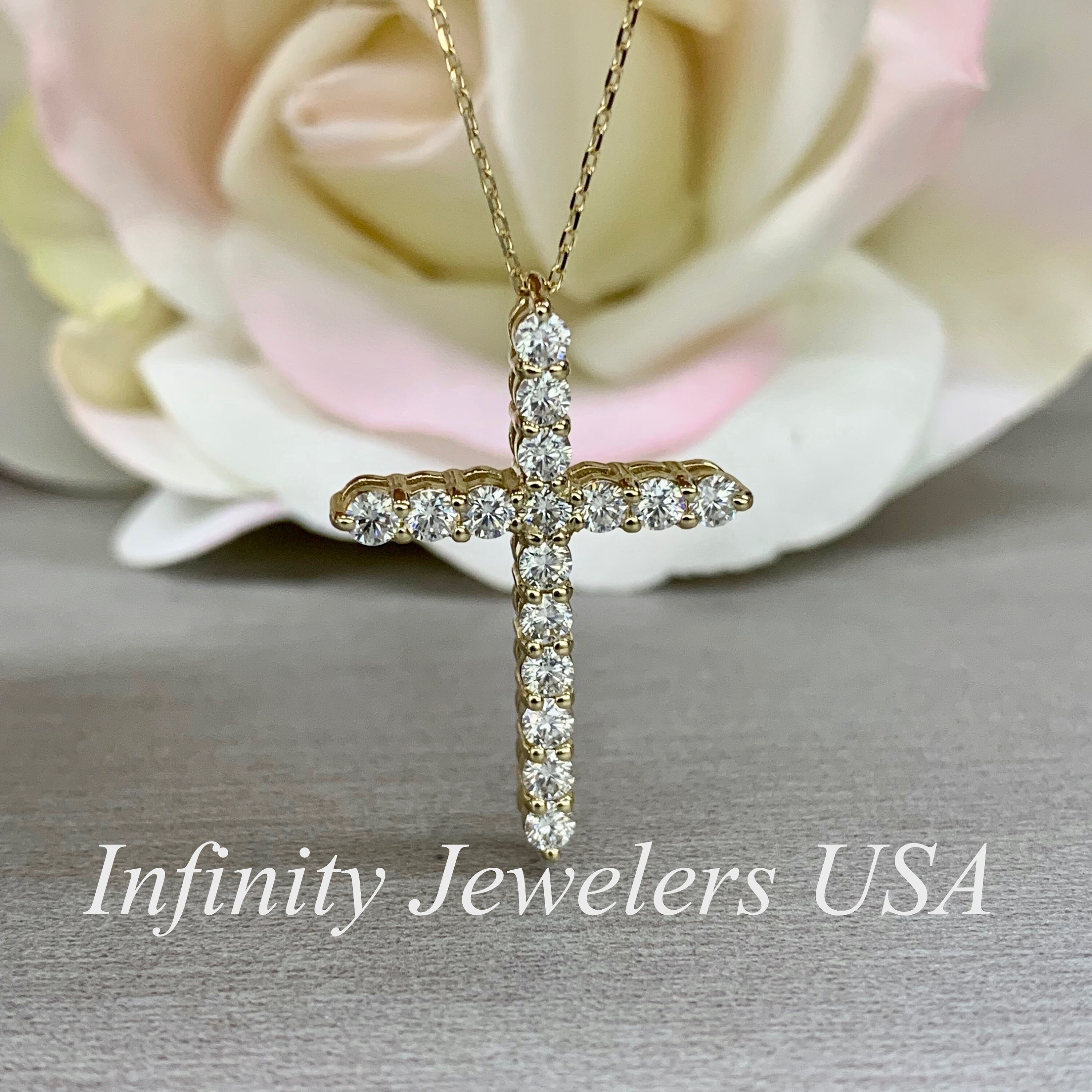 Diamond Cross Necklace Pendant , Lab Grown Diamond Cross Pendant