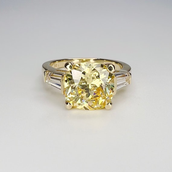 Cushion Cut Engagement Ring, Yellow Cushion Cut Engagement Ring