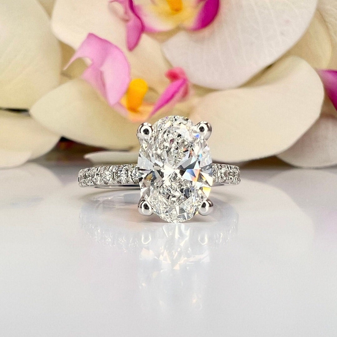 2 Carat Oval Cut Lab Grown Diamond Engagement Ring 14K Solid Gold , IGI ...