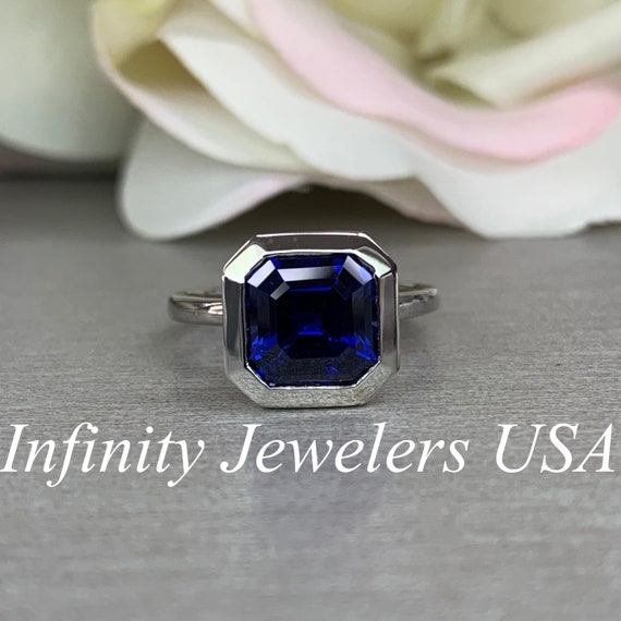 asscher cut bezel set ring