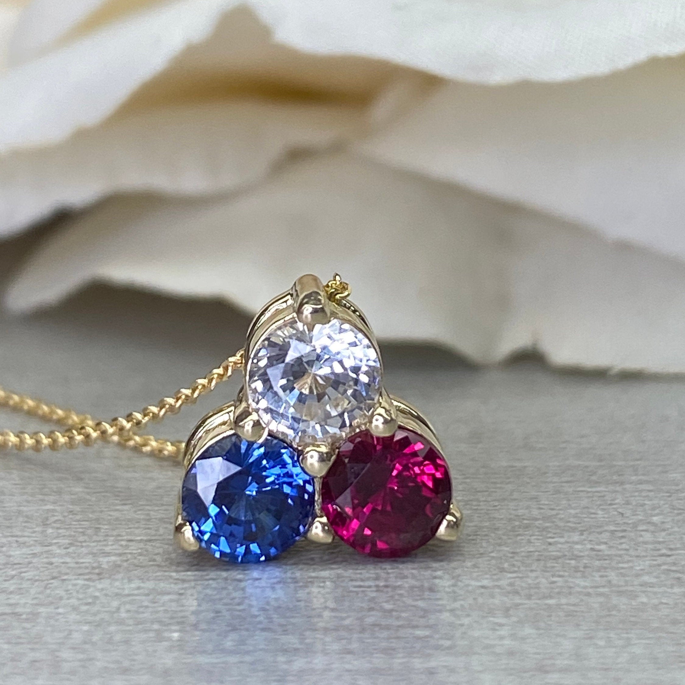 Mothers Birthstone Necklace 14k White 