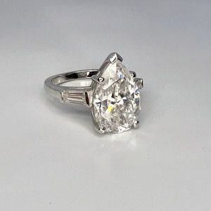 Moissanite Pear Shape Engagement Ring, Pear Solitaire Engagement Ring ...