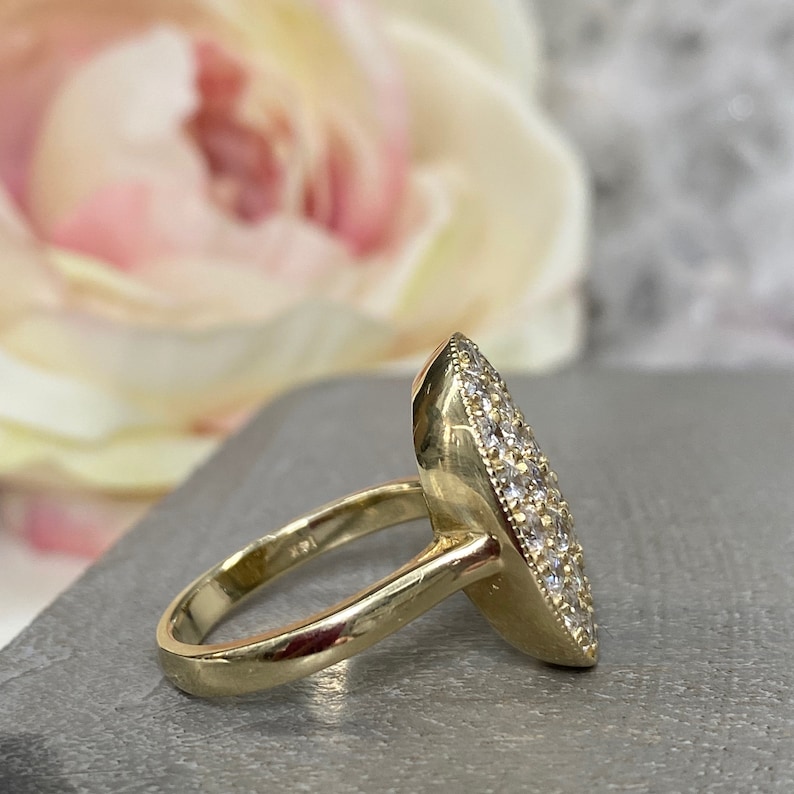 Oval Diamond Engagement Ring 14K Solid Yellow Gold Oval Pave - Etsy