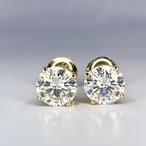 Moissanite Stud Earrings Moissanite Earrings From 1.60 ctw. To  3.00 ctw.  14K Gold, Unisex Moissanite Stud Earrings Cute Stud Earring #5411