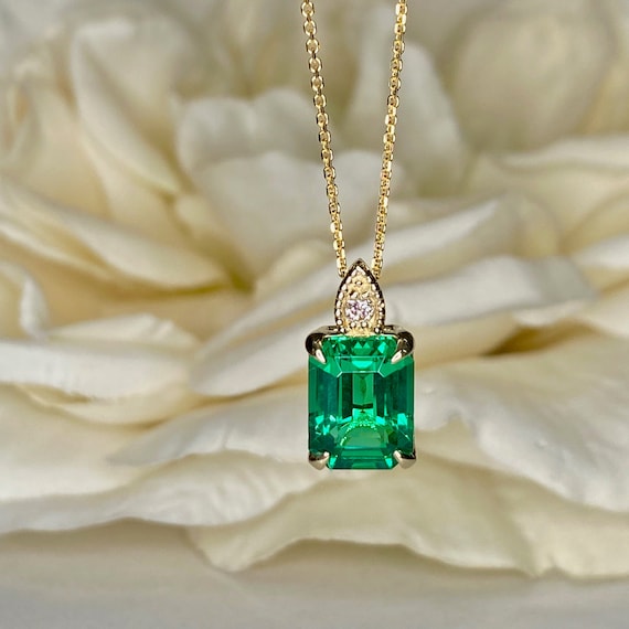 Emerald Cut Diamond Trio Cluster Necklace in White Gold | Borsheims
