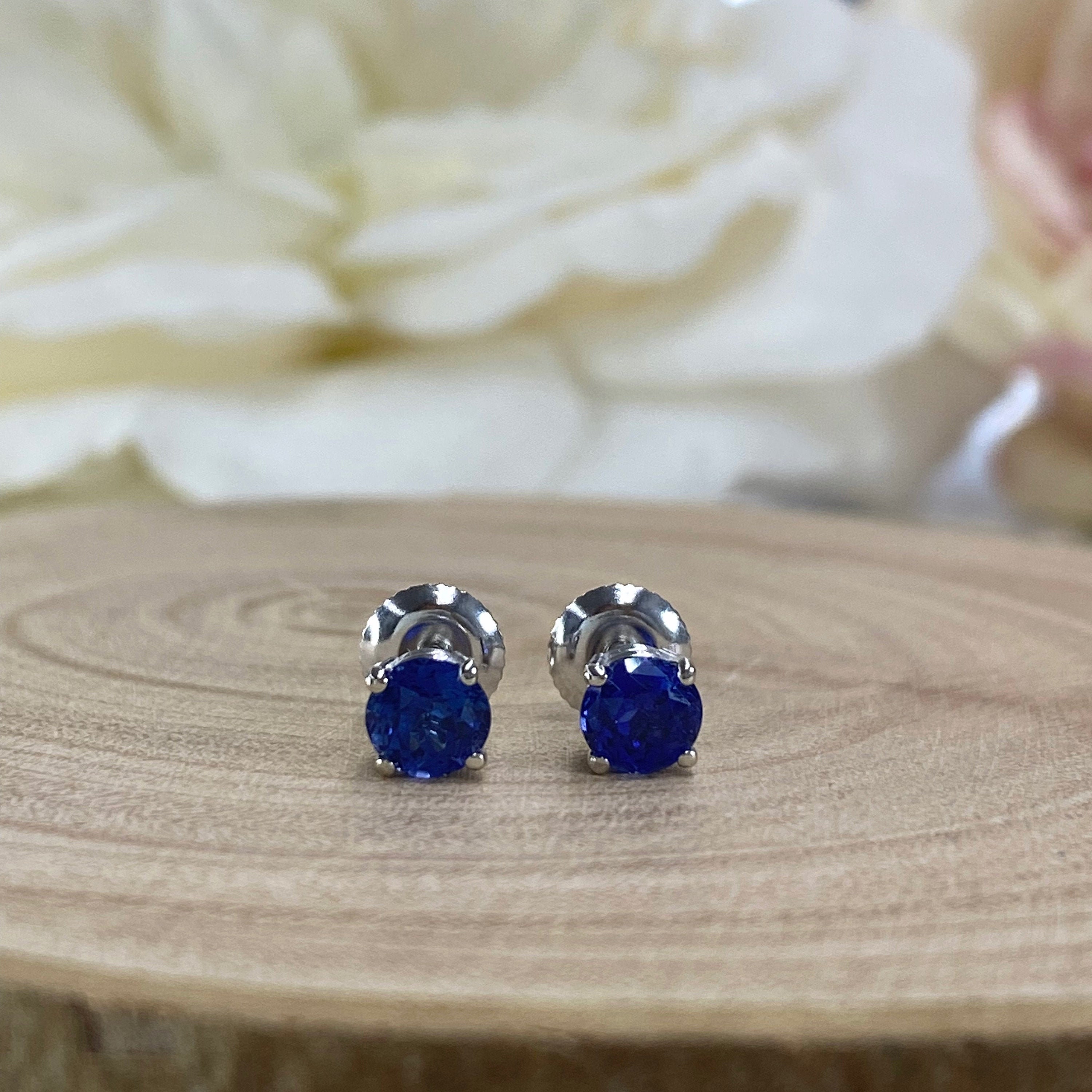 14k Gold Butterfly Backings & Sterling Silver Basket Settings Heart Cubic Zirconia Simulated Sapphire Stud Earrings 1.50ctw 14k Gold Butterfly Backings & Sterling Silver Basket Settings Heart Cubic Zirconia Simulated Sapphire Stud Earrings 1.50ctw