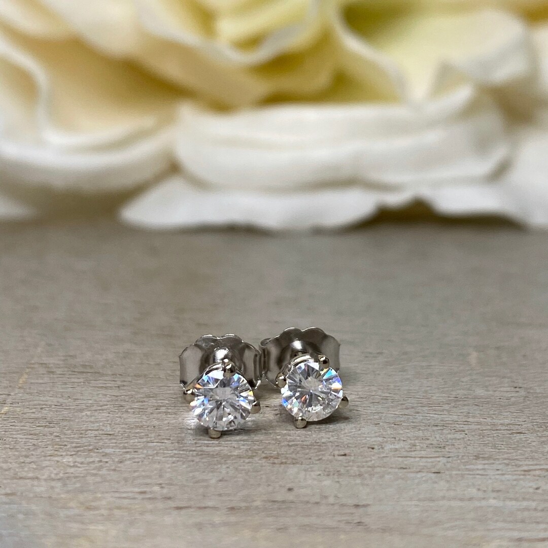 Moissanite Stud Earrings, April Birthstone, Ladies Earrings, Birthday