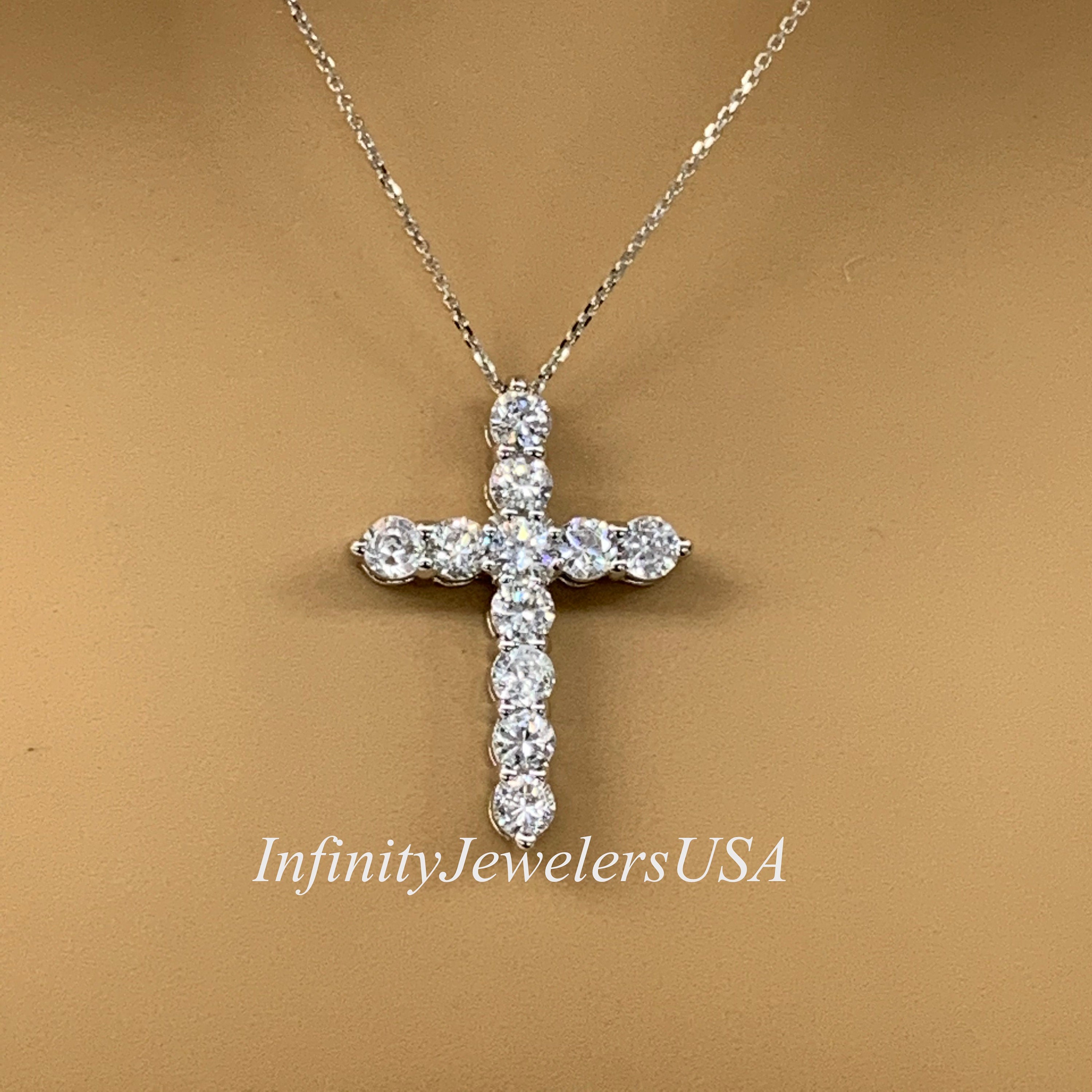 Gold Religious Necklace Diamond Cross Necklace Moissanite | Etsy
