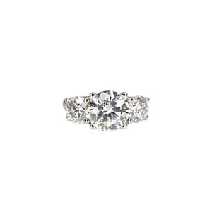 2.50 CTW Lab Grown Diamond Engagement Ring 14K Solid Gold, Three Stone Lab Created Diamond Wedding Ring, Simple Diamond Bridal Ring,  #8242