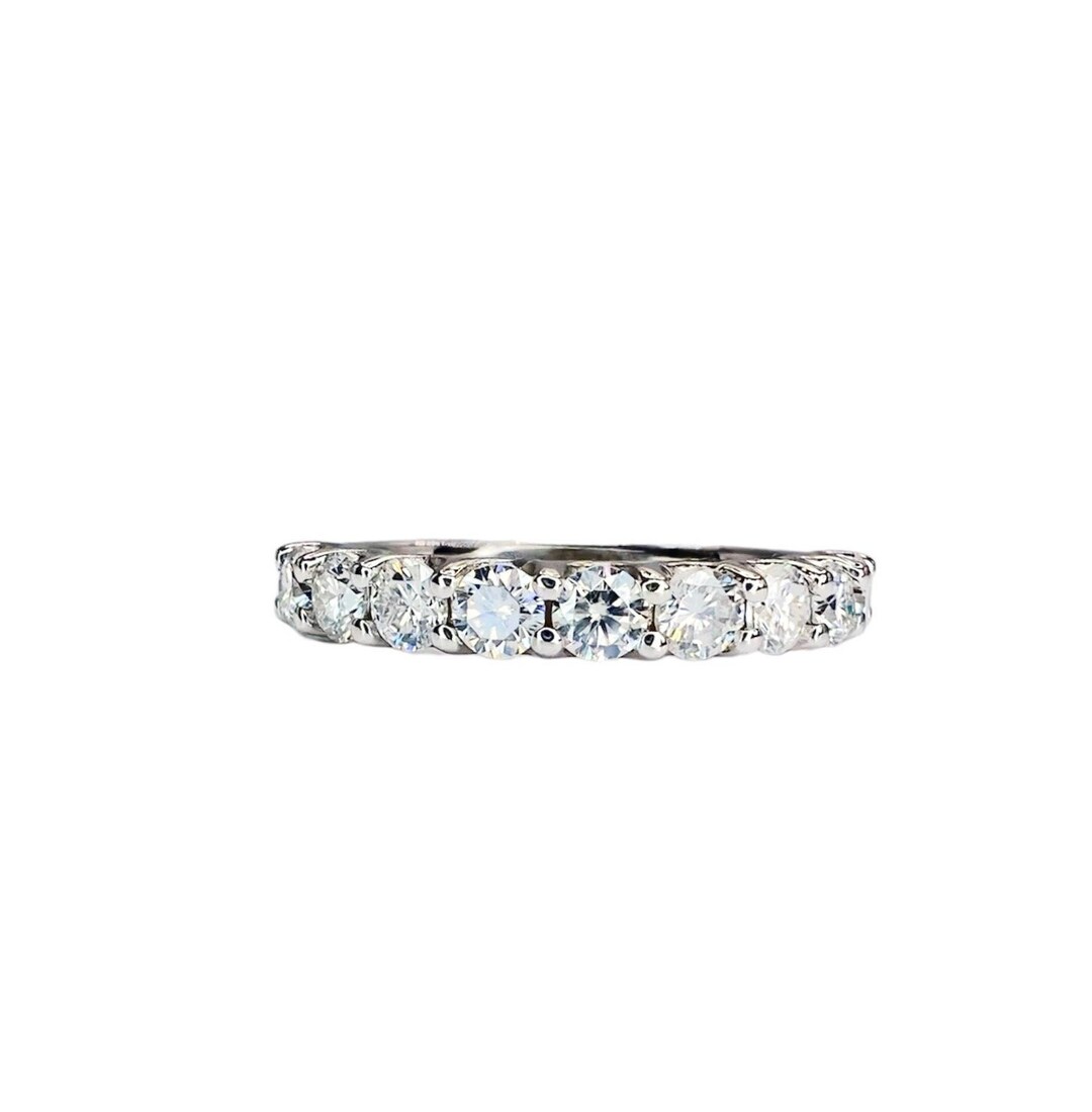 Round Moissanite Half Eternity Wedding Band 14K Solid Gold , Stacking ...