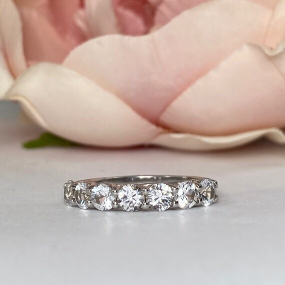 White sapphire anniversary band sale