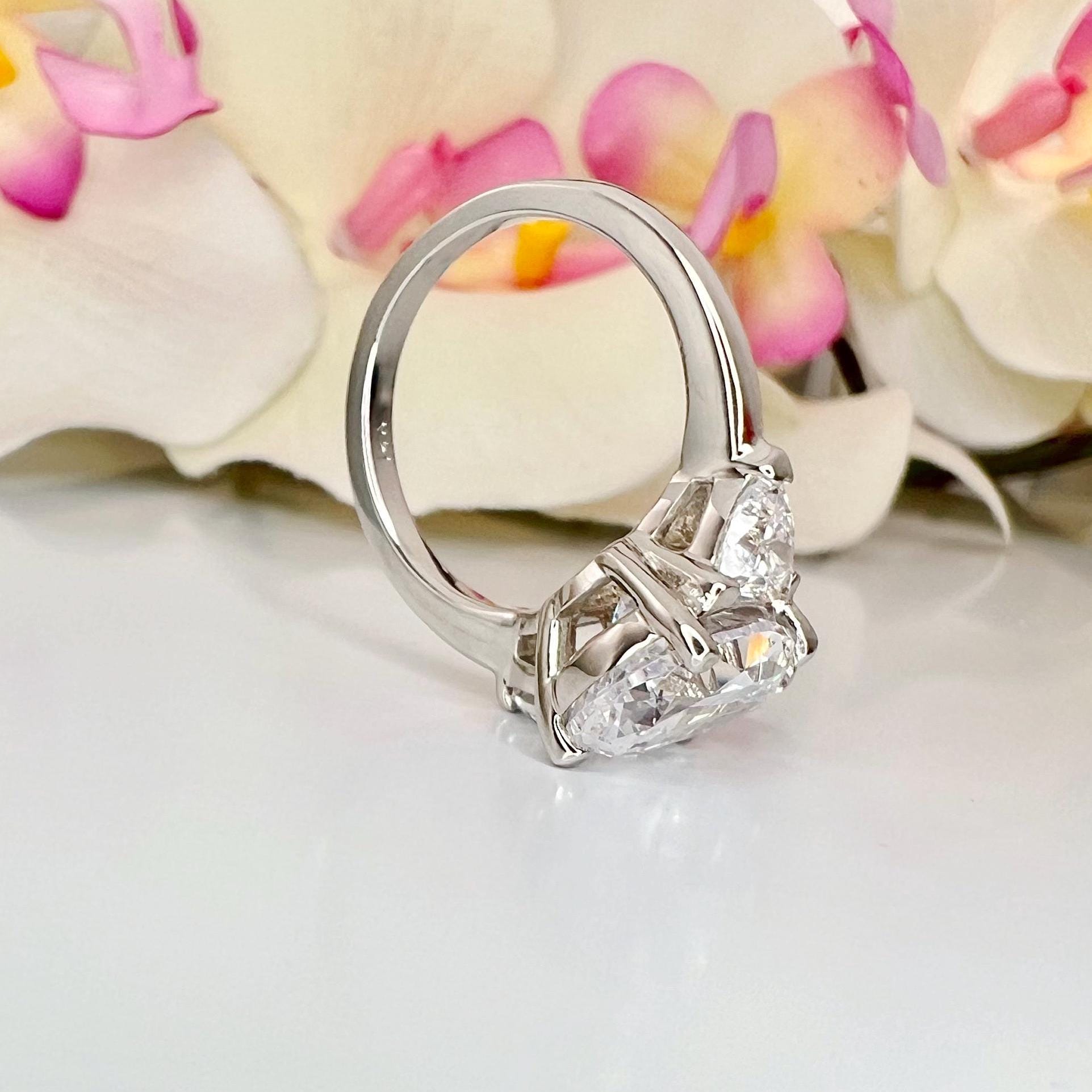 3.50 CT Pear Shaped Lab Grown Diamond Engagement Ring 14K Solid Gold ...