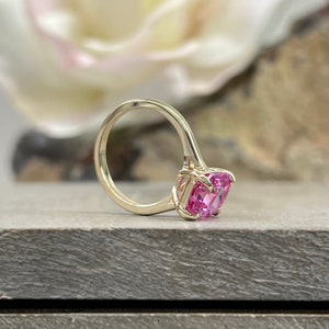 Radiant Cut Pink Sapphire Solitaire Engagement Ring 14k - Etsy