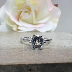 1.00ct Round Moissanite Engagement Ring White Gold Moissanite Solitaire Engagement Rings  Wedding Anniversary Ring Promise Ring  #7344