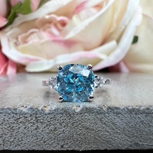 Aquamarine Promise Ring White Gold Cushion Cut Aquamarine Engagement Ring Unique Solitaire Anniversary Wedding Ring March Birthstone   #7409