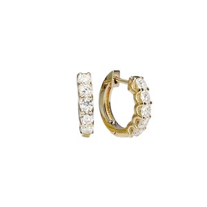 Lab grown diamond earrings, diamond huggies earrings, diamond hoop earring, 14k solid gold huggies, small hoop unisex minimal earring, #8057