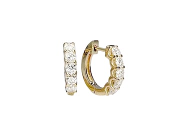 Lab grown diamond earrings, diamond huggies earrings, diamond hoop earring, 14k solid gold huggies, small hoop unisex minimal earring, #8057