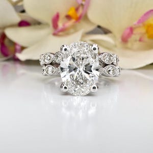 2 Carat Oval EF/VS2 Diamond Solitaire Engagement Ring, Lab Diamond Hidden Halo Engagement Ring Set Lab Created Diamond Ring, 14k Yellow Gold