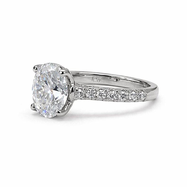 3.00ct Oval Moissanite Engagement Ring White Gold Moissanite Solitaire Engagement Rings Unique Moissanite Wedding Anniversary Rings #6594 Bild 2