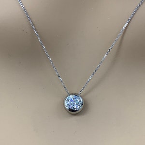 Moissanite Bezel Set Necklace Round Moissanite Ladies Bezel - Etsy