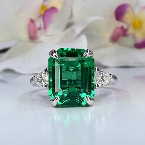 Emerald Cut Engagement Ring Emerald Cut Emerald and Pear - Etsy