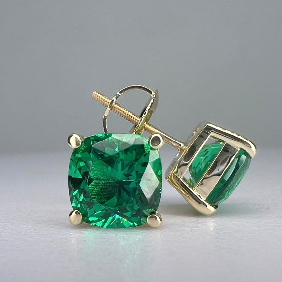 Cushion cut 2024 emerald earrings