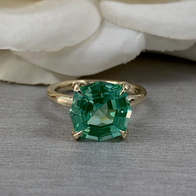 Paraiba Ring Large Stone Ring Green Engagement Ring Simple | Etsy