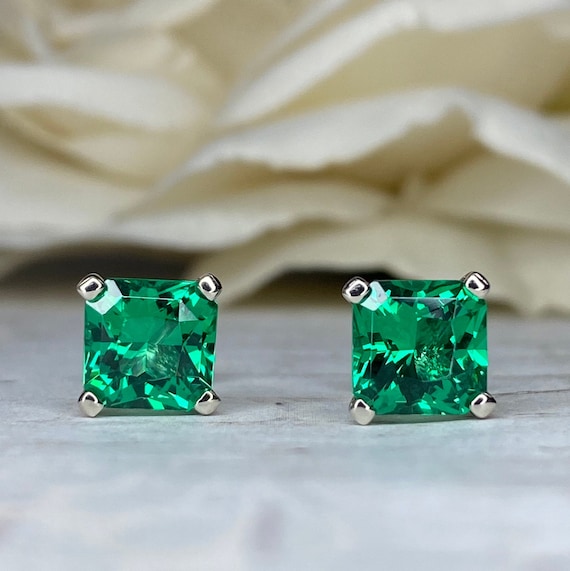 Green stud deals earrings