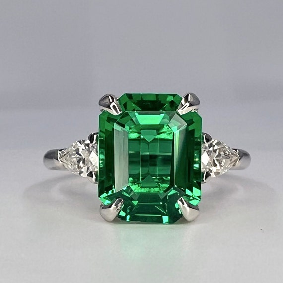 Emerald Cut Engagement Ring, Emerald Cut Emerald and Pear  display picture 1