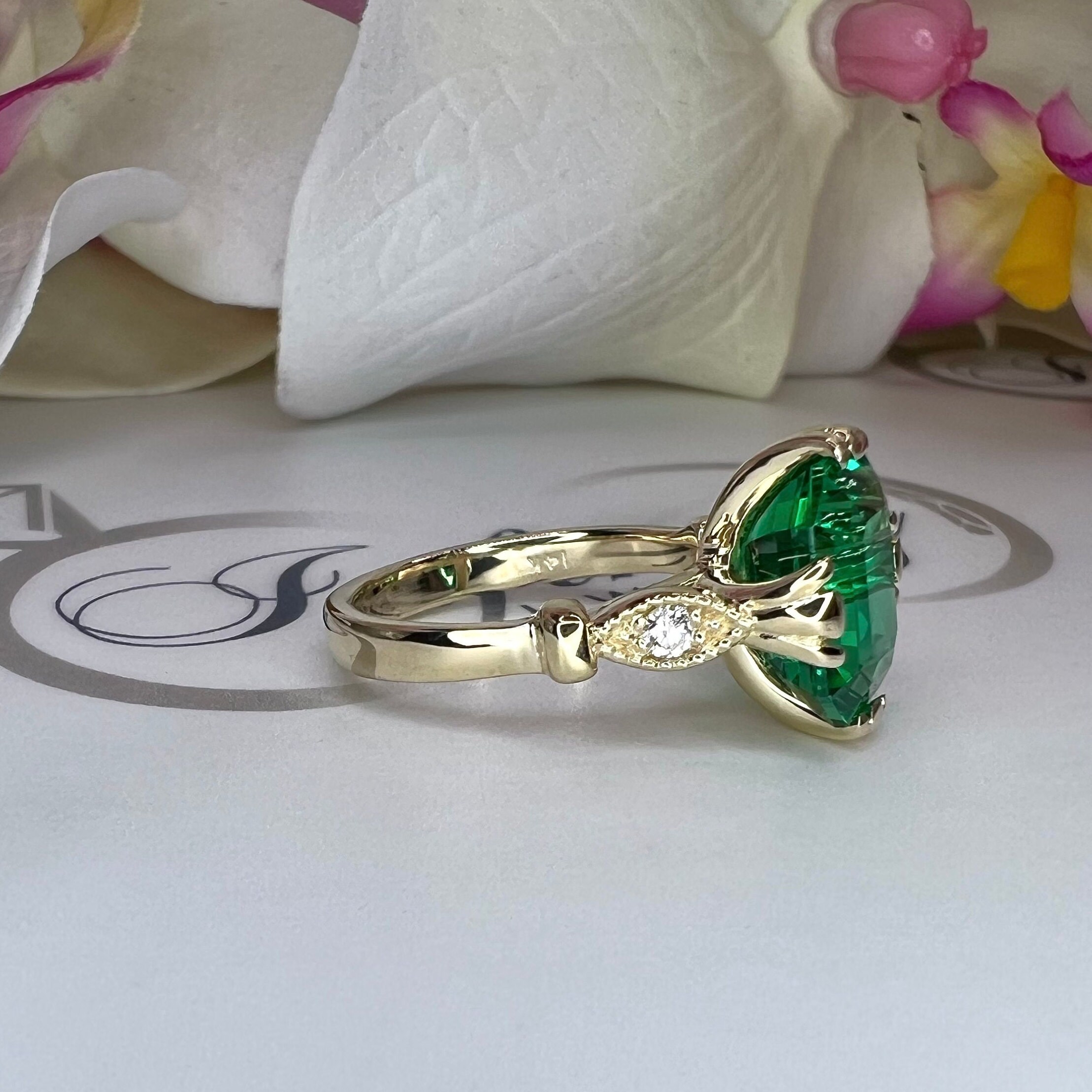 Bague De Fiançailles Vintage Simulée Diamant 3 Carats Taille émeraude - Or Blanc Plaqué - Taille Personnalisable