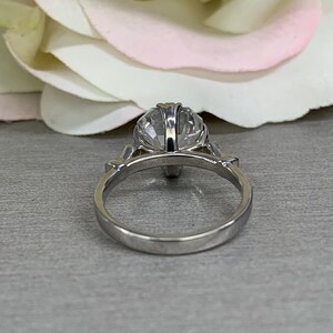 Certified Moissanite Asscher Cut Engagement Ring, With Round Diamond ...