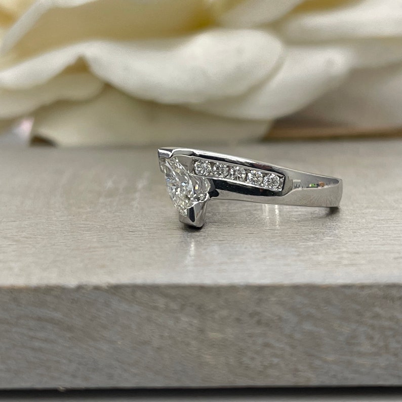 Marquis Diamond Engagement Ring 14K White Gold Real Diamond Etsy