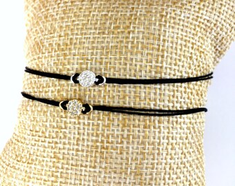 Dainty Pave Single Charm Bracelet
