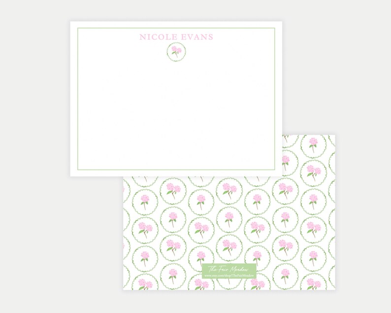 Hydrangea Stationery Gift Set for Women Personalized Floral Note Cards ...