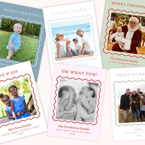 Christmas Photo Card personalized Holiday Card Wavy line frame. Choose your color scheme. Return address optional