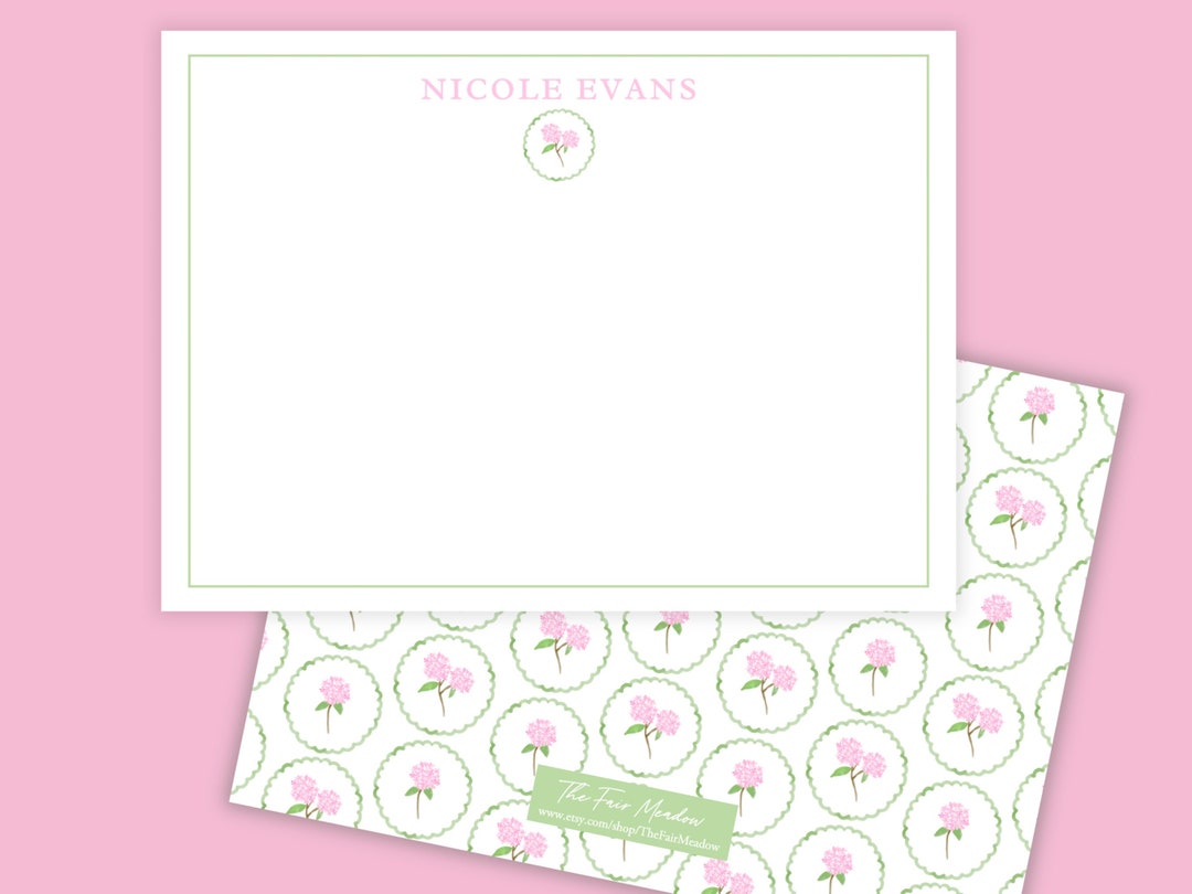 Hydrangea Stationery Gift Set for Women Personalized Floral Note Cards ...