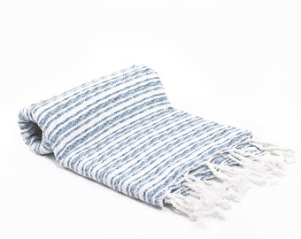 50/50 Cotton Bamboo Blend Peshtemal - Turkish Towel - Fouta - Light Blue
