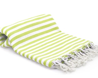 100% Cotton Turkish Towel - Fouta - Peshtemal Towel - Lime Green