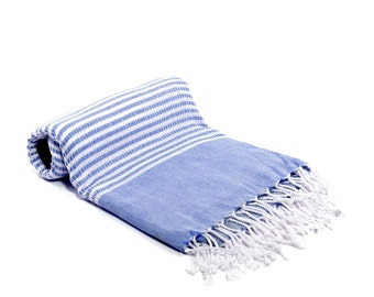 100% Bamboo Turkish Towel - Fouta - Peshtemal Towel - Blue
