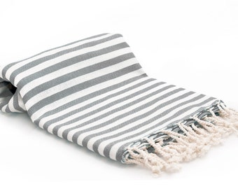 100% Cotton Turkish Towel - Fouta - Peshtemal Towel - Gray