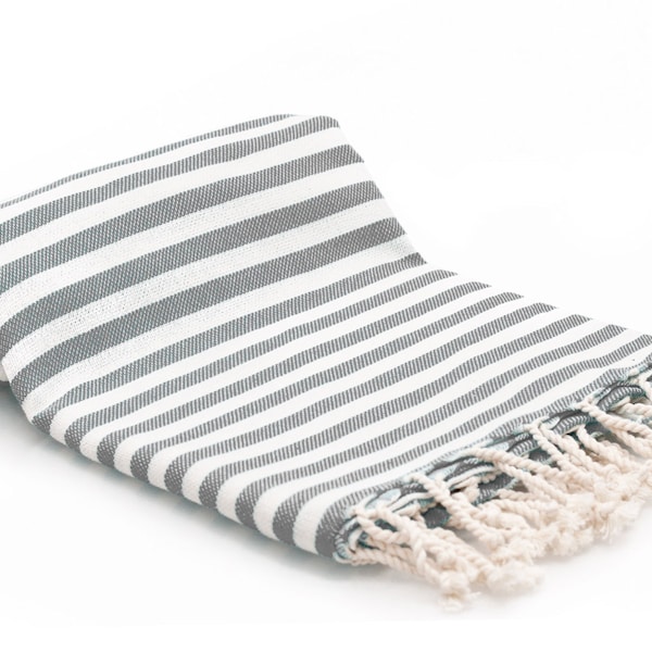 100% Cotton Turkish Towel - Fouta - Peshtemal Towel - Gray