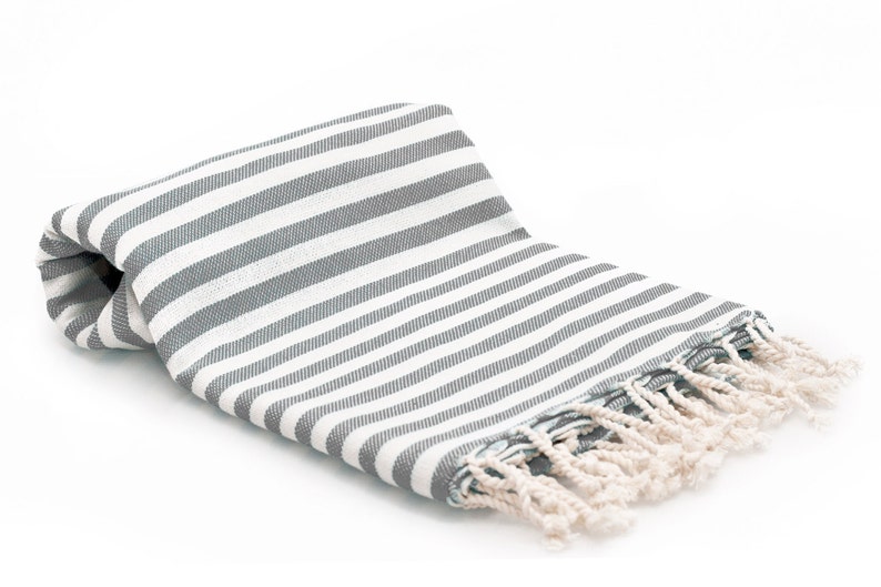 100% Cotton Turkish Towel Fouta Peshtemal Towel Gray image 1