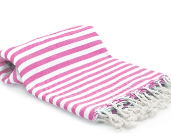 100% Cotton Turkish Towel - Fouta - Peshtemal Towel - Pink