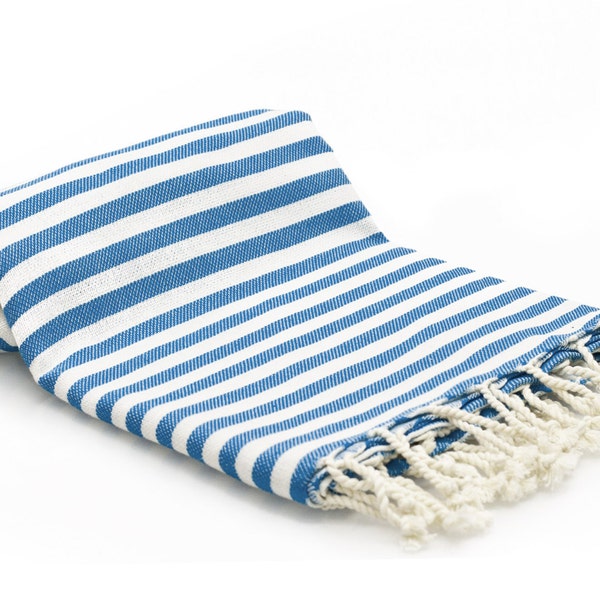 100% Cotton Turkish Towel - Fouta - Peshtemal Towel - Blue