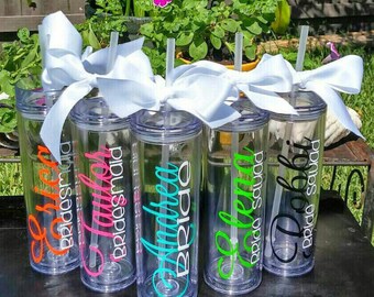 Personalized Tumbler, Wedding Party, Party Favors, Bridesmaid gift, Tumbler, Custom Tumbler, Monogrammed cup, Tumbler with straw, Bridal