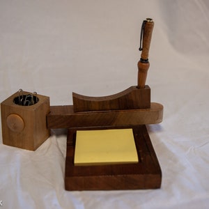 Office Set Spalted Maple pen Magnetic paper clip tub and 3x3 inch sticky notes holder