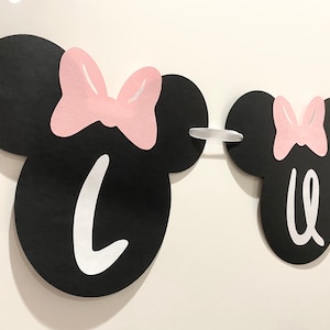 Minnie Mouse Banner, Disney Banner, Glitter Banner, Bunting, Minnie Mouse Birthday, Minnie Mouse Baby Shower