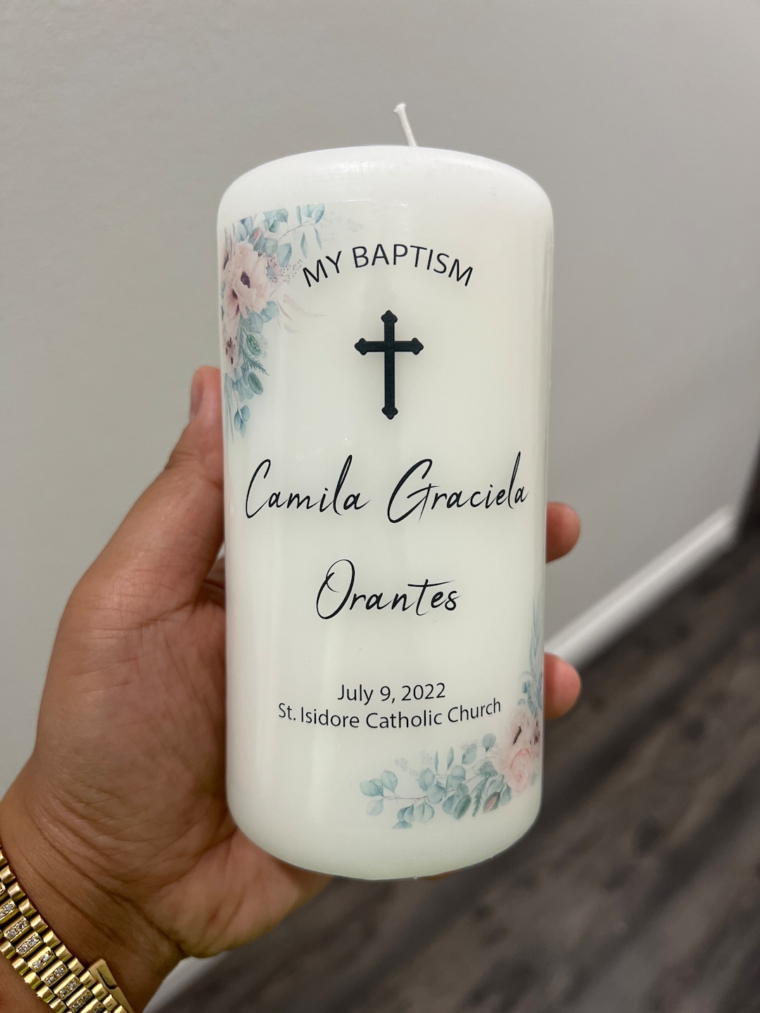 Personalized Baptism Candle Girl Christening Vela Para Etsy