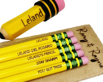 Personalized Pencils - Engraved Ticonderoga Pencils #2 Yellow, Single, 5, 10 or 12 pack, Back To School Supplies, Teacher Gift, Party Favor