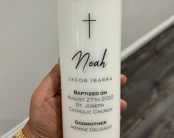 Personalized Baptism Candle, Boy, Girl Christening, Bautizo, Communion, Unity Custom Candle, 3x9 inches